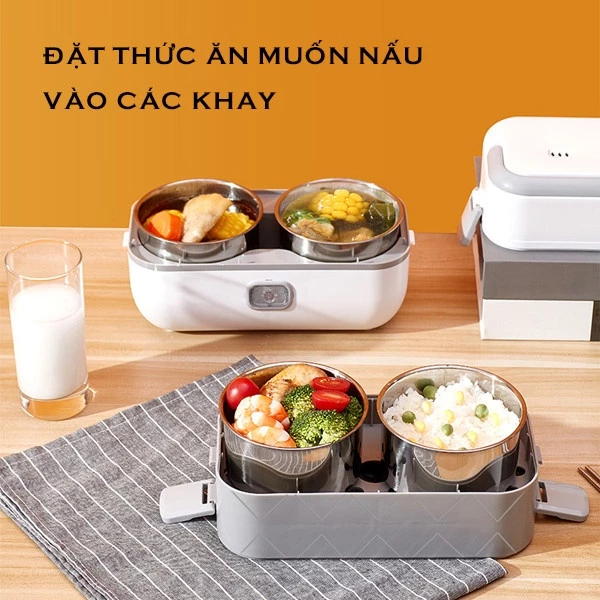 HỘP CƠM HÂM NÓNG 2 TẦNG 4 NGĂN LUNCHBOX
