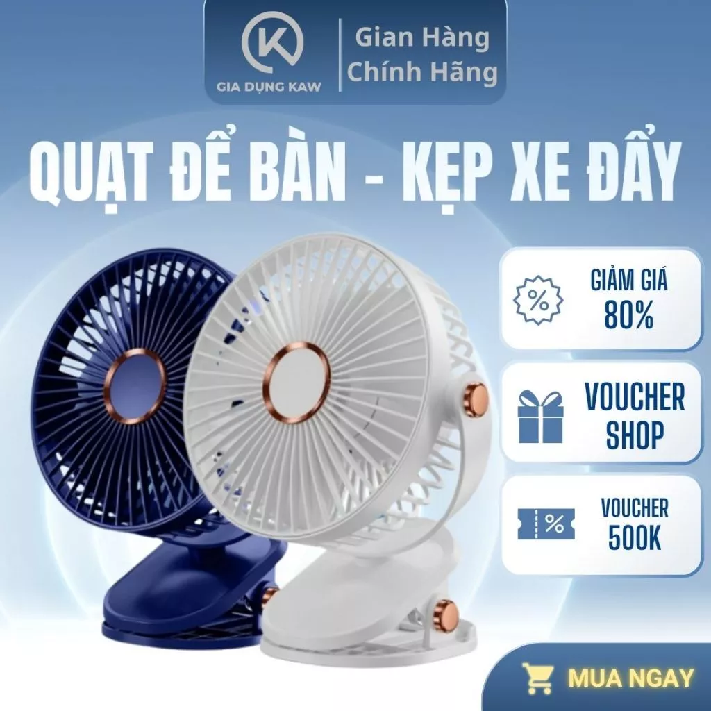 QUẠT KẸP TÍCH ĐIỆN CÓ ĐÈN LED