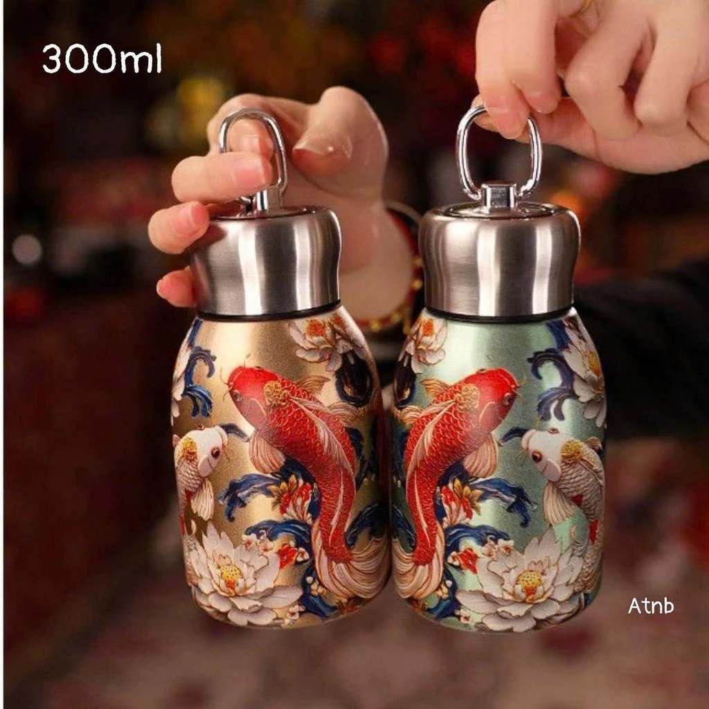 BÌNH GIỮ NHIỆT INOX 300ML HỌA TIẾT HOA 3D