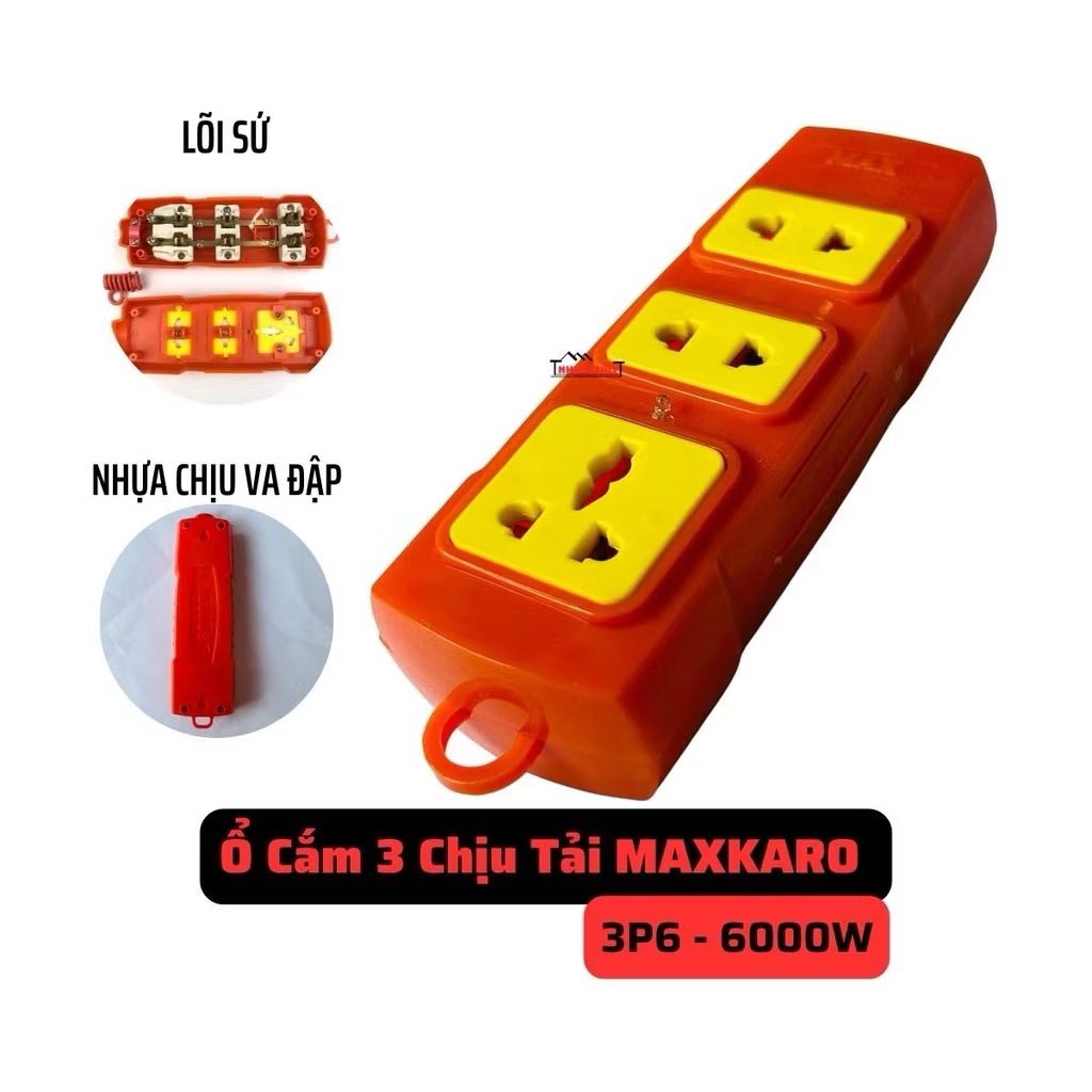 Ổ CẮM ĐIỆN 3 CHỊU TẢI 6000W MAXKARO